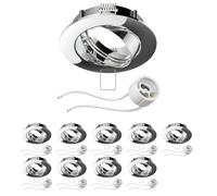 ledscom.de 10 piezas marco empotrable en techo Circ marco empotrable de aluminio cromado orientable (LED/halógeno/GU10/MR16/PAR16/50mm) incl. casquillo GU10