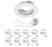 ledscom.de 10 piezas marco empotrable en techo FERE marco empotrable blanco mate (LED/Halógeno/GU10/MR16/PAR16/50mm) incl. casquillo GU10