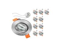 ledscom.de 10 piezas Marco para empotrar en el techo ERID, antihumedad, baño, IP44, redondo, orientable, aluminio mate, incl. casquillo GU10