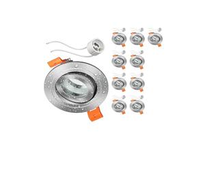 ledscom.de 10 piezas Marco para empotrar en el techo ERID, antihumedad, baño, IP44, redondo, orientable, aluminio mate, incl. casquillo GU10