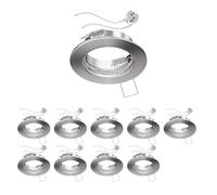 ledscom.de 10 piezas Marco para empotrar en el techo FERE marco para empotrar cromado mate (LED/halógeno/MR16/50mm) incl. casquillo GU5.3