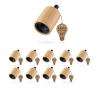 ledscom.de 10 piezas portalámpara E27 KIVO de madera auténtica, descarga de tracción, portalámpara colgante DIY, 230V CA, máx. 60W