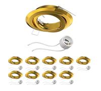 ledscom.de 10 unid. marco empotrable en techo FABI, redondo, orientable, dorado brillante (GU10/MR16/GU5.3/50mm) incl. casquillo