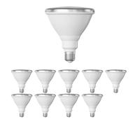 ledscom.de 10 unidades Bombilla LED E27, PAR38 cuello corto, blanco (4000 K), 14,9 W, 1395lm, 41°, espejo reflector (plateado)