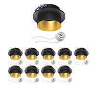 ledscom.de 10 unidades marco de montaje en techo KRON, redondo, negro/oro mate (GU10/MR16/GU5.3/50mm) incl. casquillo GU10