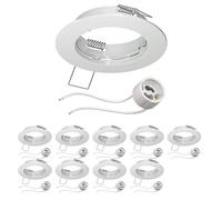 ledscom.de 10 unidades Marco empotrable de techo FERE, redondo, blanco brillante (GU10/MR16/GU5.3/50mm) incl. casquillo GU10