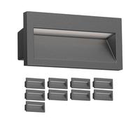 ledscom.de 10x Aplique empotrable LED NOLA, downlight para exteriores, IP54, antracita mate, 140 x 70mm, blanco cálido