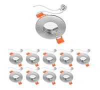 ledscom.de 10x Marco de montaje en techo para baño ERID, antihumedad, baño, IP44, redondo, aluminio mate, incl. toma GU5.3