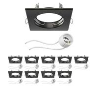 ledscom.de 10x marco para empotrar en el techo Marco para empotrar RIR negro mate angular (LED/Halógeno/GU10/MR16/PAR16/50mm) in asquillo GU10