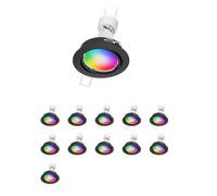 ledscom.de 12 focos empotrables de techo FERE marco empotrable negro mate orientable incl. Smart Home RGBW GU10 lámpara LED, 5,41W, 473lm