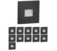 ledscom.de 12 LED luz de escalera/luz de pared empotrada FOW para interior y exterior, downlight, angular, negro, 85 x 85mm, blanco frío
