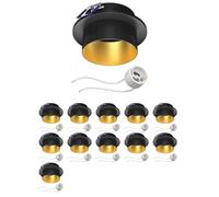 ledscom.de 12 piezas marco de montaje en techo KRON, redondo, negro/oro mate (GU10/MR16/GU5.3/50mm) incl. casquillo GU10