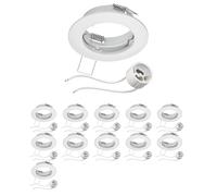 ledscom.de 12 piezas marco empotrable de techo FERE marco empotrable blanco mate (LED/Halógeno/GU10/MR16/PAR16/50mm) incl. casquillo GU10