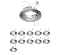 ledscom.de 12 piezas marco empotrable de techo FERE marco empotrable cromo mate (LED/halógeno/MR16/50mm) incl. casquillo GU5.3
