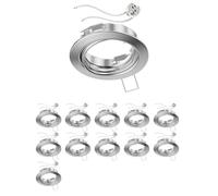 ledscom.de 12 piezas marco empotrable de techo FERE marco empotrable cromo mate orientable (LED/Halógeno/MR16/50mm) incl. toma GU5.3