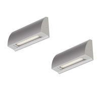 ledscom.de 2 Aplique LED/luz de escalera SEGIN para exteriores, IP54, plano, downlight, gris mate, angular, 3,8 W, 265lm, blanco cálido