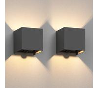 ledscom.de 2 apliques de pared CUBEL para exterior, IP65, iluminación ascendente/descendente, sensor de movimiento, antracita mate, cuadrados, 1x G9 máx. 10 W