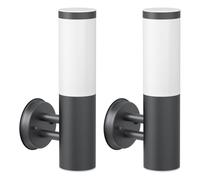 ledscom.de 2 apliques de pared PORU para exterior, IP44, acero inoxidable, antracita mate, redondos, 1x E27 máx. 40 W