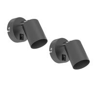 ledscom.de 2 apliques de pared WAIKA, con interruptor, antracita mate, redondos, 1 casquillo GU10 de máx. 60 W