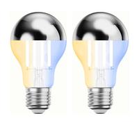 ledscom.de 2 bombillas LED E27, A60, blanco cálido - blanco frío (2700-7000 K), 4,8 W, 486 lm, Smart Home, WLAN, Alexa, espejo de cabeza (plateado)