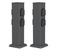 ledscom.de 2 columnas de enchufes para jardín Polly para Exterior, IP44, 4 enchufes, Acero Inoxidable, Antracita, cuadradas, 40 cm