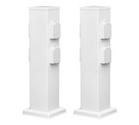 ledscom.de 2 columnas de enchufes para jardín Polly para Exterior, IP44, 4 enchufes, Acero Inoxidable, Blanco, cuadradas, 40 cm