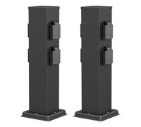 ledscom.de 2 columnas de enchufes para jardín Polly para Exterior, IP44, 4 enchufes, Acero Inoxidable, Negro, cuadradas, 40 cm
