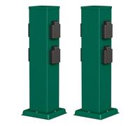 ledscom.de 2 columnas de enchufes para jardín Polly para Exterior, IP44, 4 enchufes, Acero Inoxidable, Verde, cuadradas, 40 cm