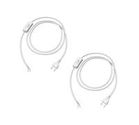 ledscom.de 2 enchufes europeos tipo C con cable textil, interruptor, 2 m, blanco, 2 x 0,75 mm²