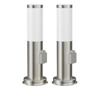 ledscom.de 2 farolas de camino/balizas PORU para exterior, IP44, 39 cm, acero inoxidable, 1 casquillo E27 de máx. 40 W, toma de corriente