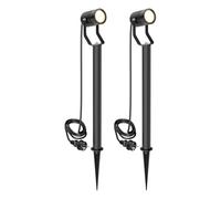 ledscom.de 2 focos de jardín SHINGA con pincho de suelo y base de 40 cm para exteriores, IP65, enchufe, negro, 1x GU10 máx. 15W