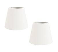 ledscom.de 2 pantallas de lámpara, lino, tejido, blanco, 200 mm de diámetro