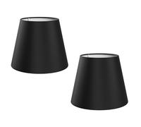 ledscom.de 2 pantallas de lámpara, lino, tejido, tela, negro, 200 mm de diámetro