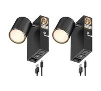 ledscom.de 2 piezas Aplique WAIKA, 1 luz, negro, USB-C, USB-A, incl. lámpara LED GU10 410lm, 45°, blanco cálido