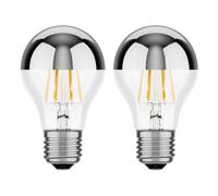 ledscom.de 2 piezas bombilla LED E27, A60, blanco cálido (2700 K), 6 W, 667lm, espejo de cabeza (plateado)