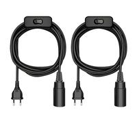 ledscom.de 2 piezas cable textil LEHA, enchufe, interruptor, negro, 3 m, portalámparas, 1x E14 máx. 60W