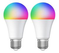 ledscom.de 2 piezas E27 Bombilla LED RGB, A60, blanco cálido - blanco frío (3000-6500 K), 9,4 W, 892lm, Smart Home, WLAN, Alexa, mate