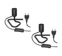 ledscom.de 2 piezas Lámpara de mesa/Portalámpara/Triángulo base triangular TRIN, interruptor, aluminio, negro, 1x E27 máx. 60W