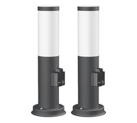 ledscom.de 2 pzas. luz de bolardo PORU con casquillo para exterior, antracita, redondo, 38,5cm, incl. lámpara E27, 471lm, blanco extra cálido