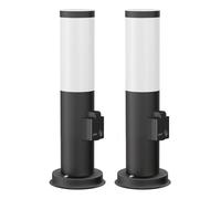 ledscom.de 2 pzas. luz de bolardo PORU con casquillo para exterior, negro, redondo, 38,5cm, incl. lámpara E27, 471lm, blanco extra cálido