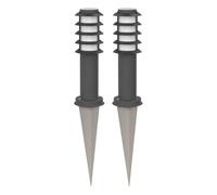 ledscom.de 2 pzas. luz de bolardo PORU con pincho de suelo para exteriores, IP44, rejilla, 39cm, antracita, incl. lámpara E27 máx. 1020lm, blanco