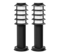 ledscom.de 2 pzas. luz de camino/luz de bolardo PORU para exteriores, IP44, rejilla, 39 cm, negro, 1x E27 máx. 40W