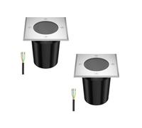 ledscom.de 2 pzas. luz empotrada en el suelo RELI para exteriores, IP67, acero inoxidable, angular, 11 x 11cm, 1x GU10 máx. 15W