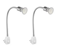 ledscom.de 2 pzas. portalámpara LESCH lámpara de lectura cuello de cisne, interruptor, cromo incl. GU10 lámpara LED PAR2,339W 227lm 110° blanco cálido