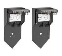 ledscom.de 2 pzas Toma de jardín Pilar POXO para Exterior, IP65, 2 vías, Acero Inoxidable, Antracita/Negro, Angular, 40 cm