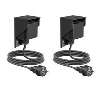 ledscom.de 2 tomas de corriente PIWI para montaje en superficie, para exteriores, con cable de 2 m, IP44, de una toma, negro