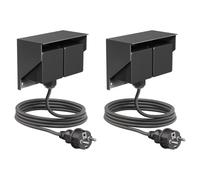 ledscom.de 2 tomas de corriente PIWI para montaje en superficie, para exteriores, con cable de 2 m, IP44, doble, color antracita, horizontal