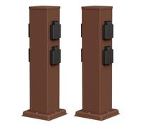 ledscom.de 2 Tomas de jardín Columna Polly para Exterior, IP44, 4 vías, Acero Inoxidable, marrón, Cuadrada, 40 cm