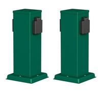 ledscom.de 2 Tomas de jardín Columna Polly para Exteriores, IP44, 2 vías, Acero Inoxidable, Verde, Cuadrada, 27 cm