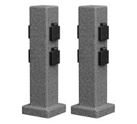 ledscom.de 2 Tomas de jardín Pilar Pock para Exterior, IP44, 4 vías, Antracita (Aspecto Piedra), Angular, 40 cm